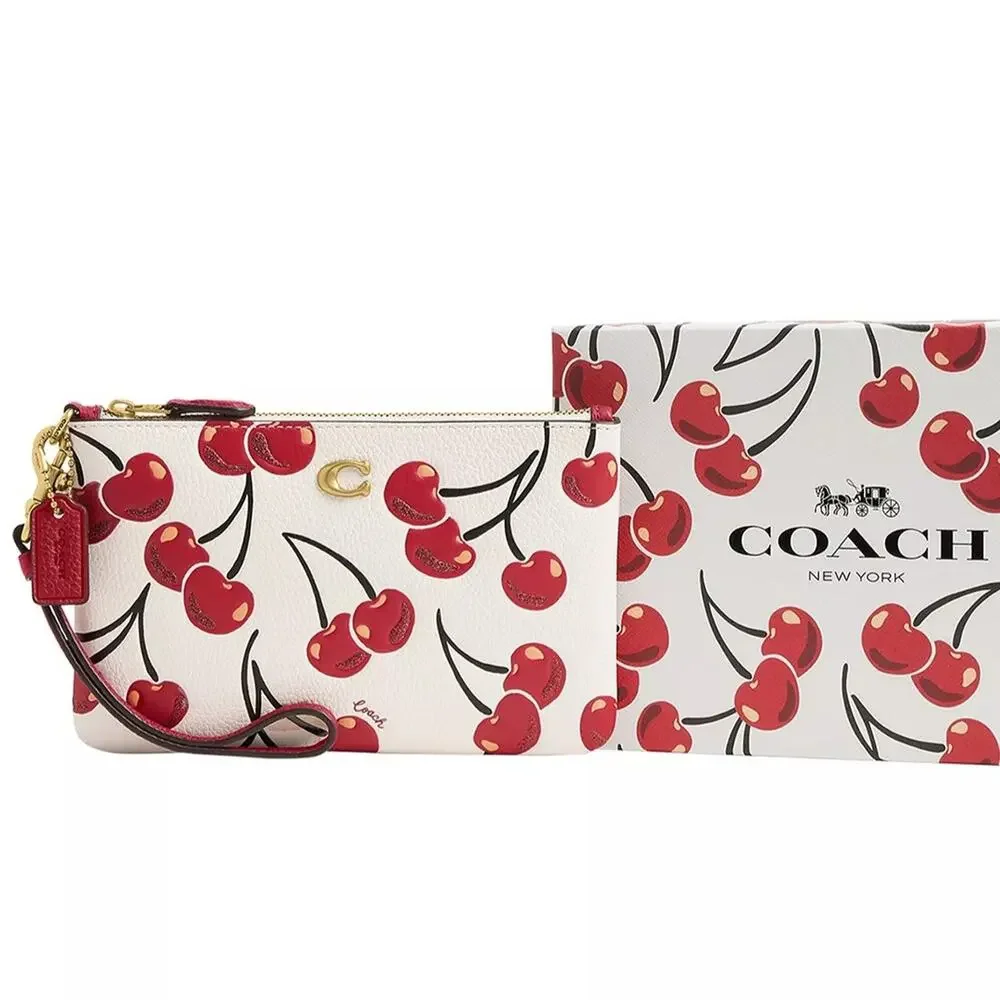 🍒 Coach Boxed Essential Small Wristlet With Cherry Print - Picture 4 of 10